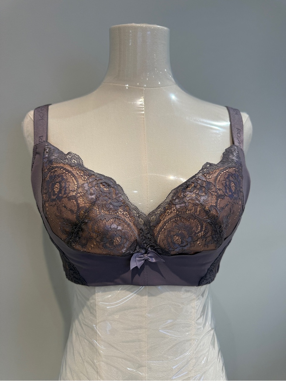 Lace Accent Underwire Bra - Purple